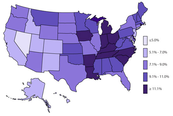 State-based Prevalence Data of ADHD Diagnosis (2011-2012): Children CURRENTLY diagnosed with ADHD