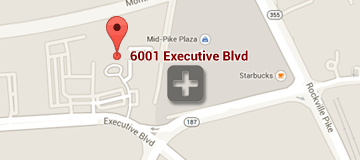Street map of area around NIMH headquarters (6001 Executive Boulevard; North Bethesda, Maryland; 20852).
